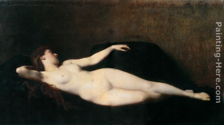 Donna sul divano nero painting - Jean-Jacques Henner Donna sul divano nero art painting